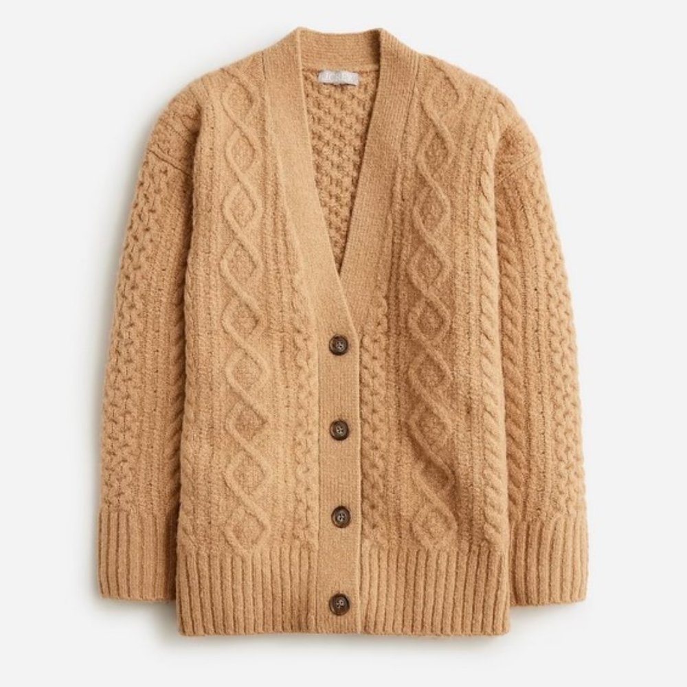 J. Crew Cable-knit stretch cardigan sweater 2X